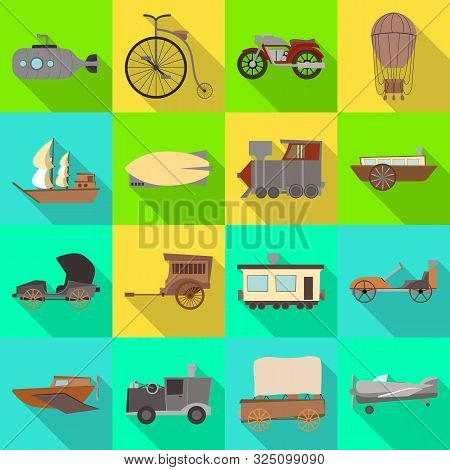 Isolated Object Of Retro And Trip Symbol. Set Of Retro And Mechanism Stock Symbol For Web.