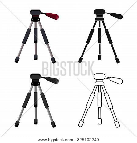 Vector Illustration Of Tripod And Support Logo. Set Of Tripod And Stand Stock Vector Illustration.