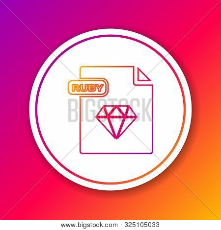 Color Line Ruby File Document. Download Ruby Button Icon Isolated On Color Background. Ruby File Sym