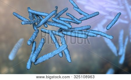 Mycobacterium Leprae Bacteria, The Causative Agent Of Leprosy, 3d Illustration