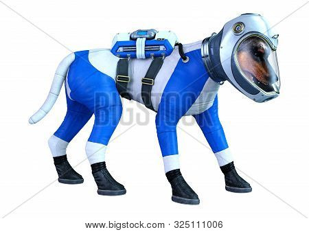 3D Rendering Astronaut Dog On White