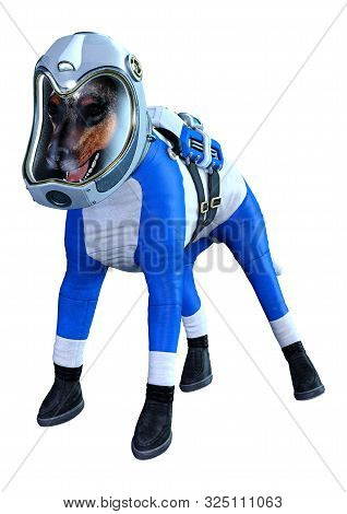 3D Rendering Astronaut Dog On White