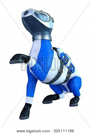 3D Rendering Astronaut Dog On White