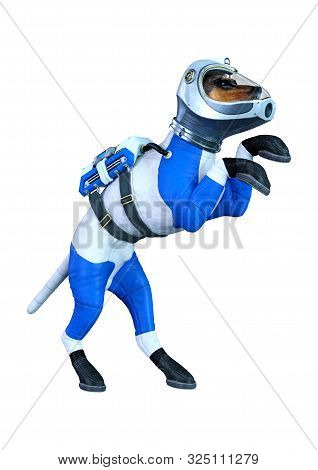 3D Rendering Astronaut Dog On White