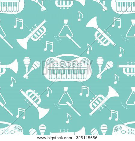 Seamless Pattern Musical Instruments Toys For Kids