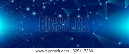 Technology Pattern. Big Data Server. Glow Polygonal Banner. Gradient 3d Minimal Connection. Technolo