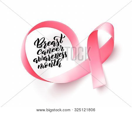 Pink Ribbon. Symbol Of World Breast Canser Awareness Month In October. Vector Illustration.