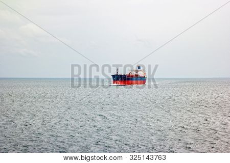 Helsingborg, Sweden - May, 2019: The Tanker Scf Passes Helsingborg Harbor In Sweden.