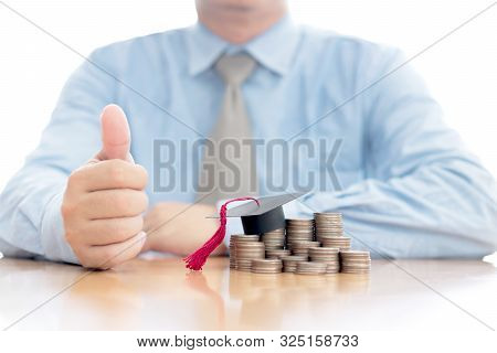 A Businessman Saveing For Eudcation Concept University
