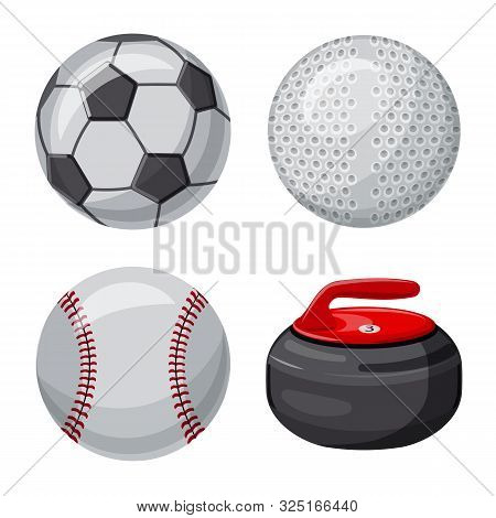 Vector Design Of Sport And Ball Symbol. Set Of Sport And Athletic Vector Icon For Stock.