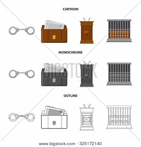 Vector Illustration Of Law And Lawyer Icon. Set Of Law And Justice Vector Icon For Stock.