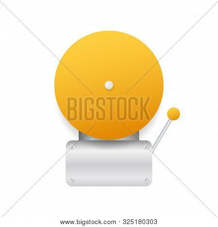Ringing Classic Electric Bell And Hand Gold Metal Ring. School Bell, Ring Vector.