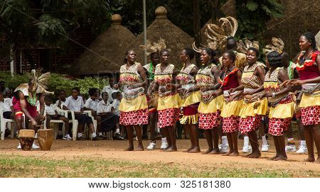 Kampala, Uganda - October 03, 2012.  A Group Performs A Song And Dance Outside The Kampala National 