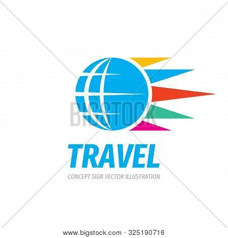 Travel - Vector Logo Design. Globe With Wings Creative Sign. Global Network Symbol.