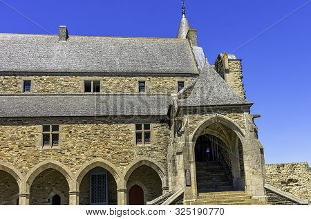 Vitre, Brittany, France - June 1: Chateau De Vitre - Medieval Castle In The Town Of Vitré On June 1,
