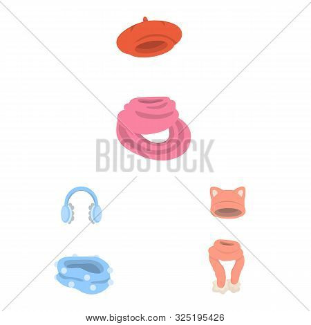 Vector Illustration Of Headwear And Fashion Icon. Collection Of Headwear And Cold Stock Symbol For W