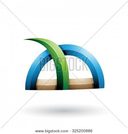 Illustration of Blue and Green Glossy Grass Like Spiky Shape isolated on a White Background