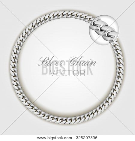 3d Realistic Vector Silver Wrist Chain. Silver Chain Round Wreaths For Use As A Decorative Element. 