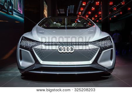Frankfurt - Sep 15, 2019: Silver Audi Ai:me Or Aime E-tron Electric Automated Driving Compact Car. F