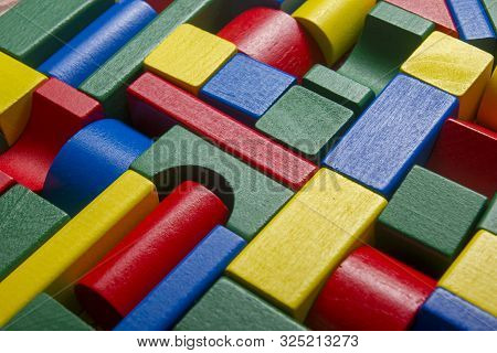Kids Educational Developing Toys Frame On White Background. Top View. Flat Lay. Copy Space For Text