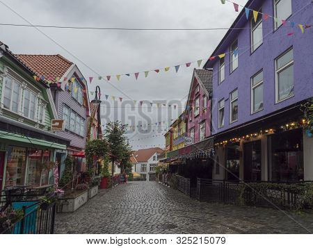 Stavanger, Norway, September 9, 2019 : Ovre Holmegate - The Colorful Street. This Is Perhaps The Mos