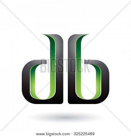 Illustration of Green and Black Double Sided D and B Letters isolated on a White Background