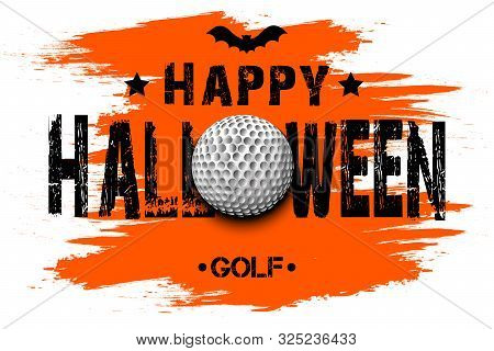 Halloween Pattern. Happy Halloween And Golf Ball. Golf Logo Template Design. Design Pattern For Bann