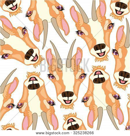 Vector Illustration Of The Decorative Pattern Of The Mug Animal Chamois