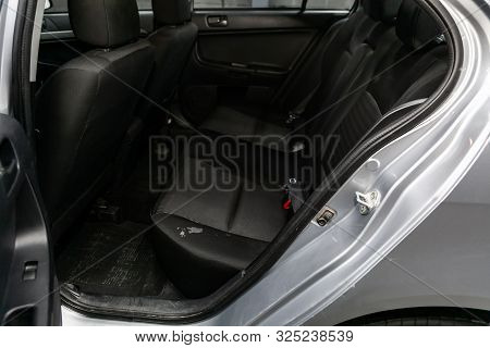Novosibirsk, Russia - September 07, 2019:  Mitsubishi  Lanser,  Interior Design, Car Passenger And D