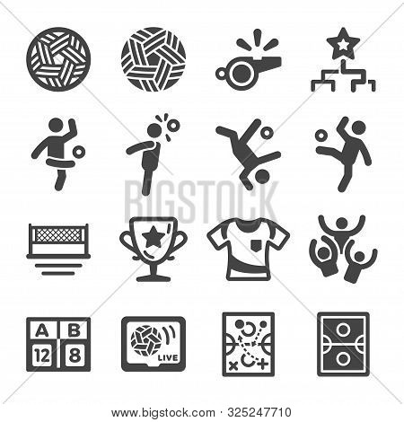 Sepak Takraw Sport And Recreation Icon Set,vector And Illustration