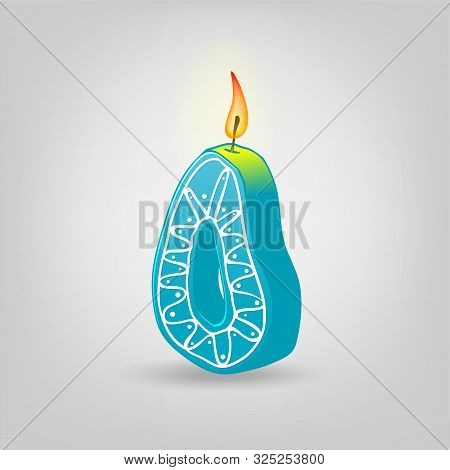 Colored Candles For The Holiday. Hand-drawn Vector Illustration. Number Zero