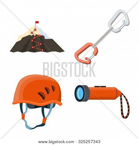 Vector Design Of Mountaineering And Peak Icon. Set Of Mountaineering And Camp Stock Symbol For Web.