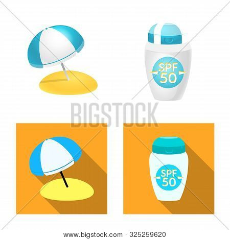 Vector Illustration Of Equipment And Swimming Sign. Collection Of Equipment And Activity Stock Vecto