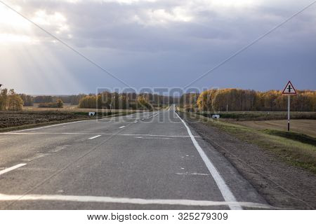 Most Asphalt Road. Shallow Depth Of Field