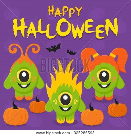 Halloween Cartoon Monster. Vector Illustration. Digital Clipart, Digital Images.