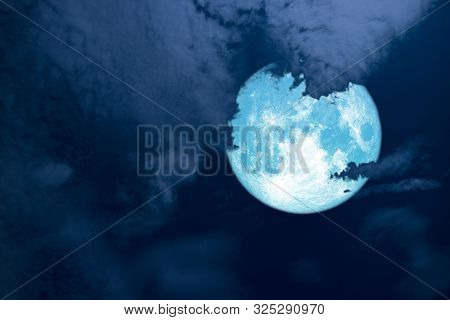 Full Hay Blue Moon Back Silhouette White Cloud Night Sky
