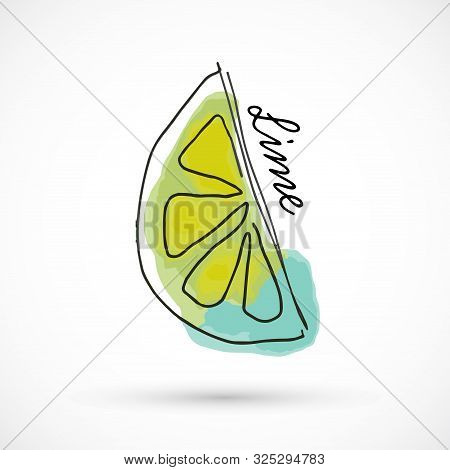 Lime Slice Watercolor Style Vector Illustration Fruit Menu