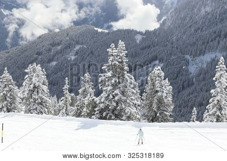 Austria Mountains Winter Ski Resort - Mayrhofen In Tyrol. Austrian Central Alps.
