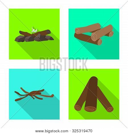 Isolated Object Of Material And Logging Symbol. Set Of Material And Forestry Vector Icon For Stock.