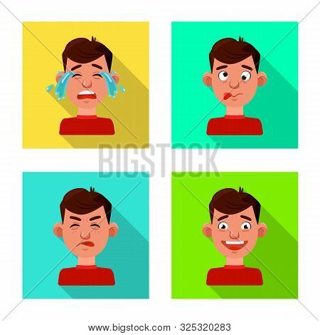 Vector Illustration Of Face And Boy Sign. Collection Of Face And Human Stock Symbol For Web.