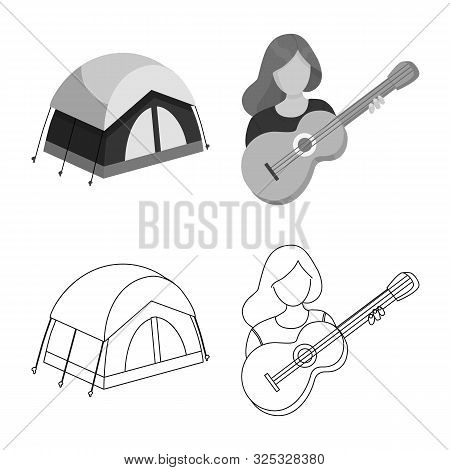 Vector Illustration Of Trekking And Wildlife Logo. Set Of Trekking And Leisure Vector Icon For Stock