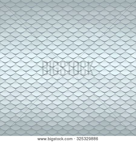 Abstract Scale Pattern. Roof Tiles Background. Silver Squama Texture