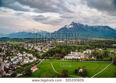 Aerial Perspective View On Touristic City In The Valley