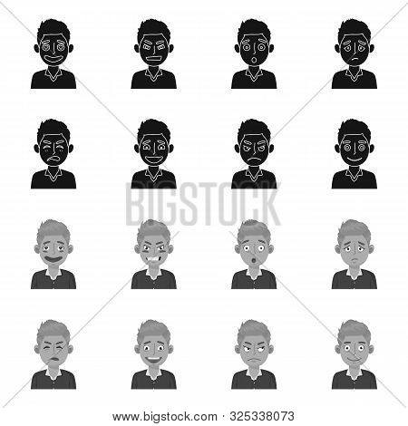 Vector Design Of Face And Boy Icon. Collection Of Face And Expression Stock Vector Illustration.