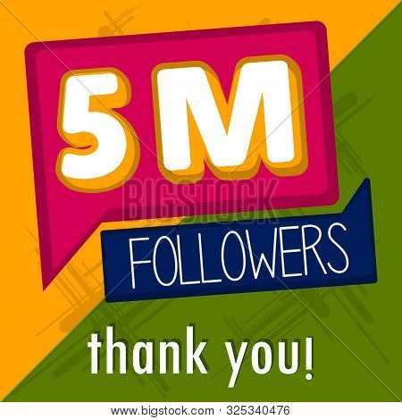 5m Followers Banner. Thank Subscription. Vector Illustration