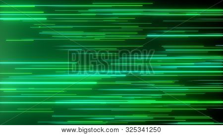 Abstract Directional Neon Lines Geometric Background. Data Flow. Optical Fiber. Explosion Star. 3d I