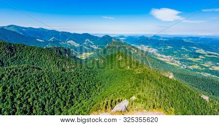 Slovakia National Parkland Mala Fatra - View From Maly Rozsutec Mountain To Nearby Hills And Valleys