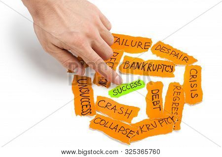 Male Hand Touching (showing) A Single Peace Of Paper With Positive  