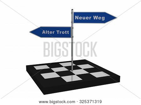 New Way Or Old Rut. Isolated On White, 3d Rendering