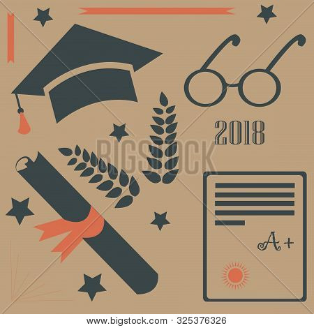 Graduation Package. Classical Design With Different Elements. Vector Graphics